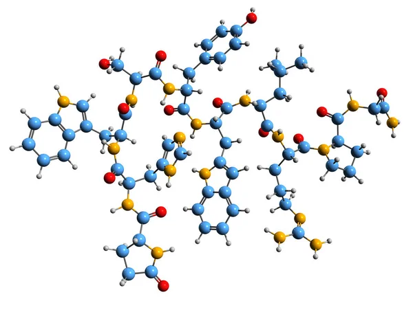 三肽骨架公式的三维图像 白底分离的促促性腺激素释放激素激动剂的分子结构 — 图库照片