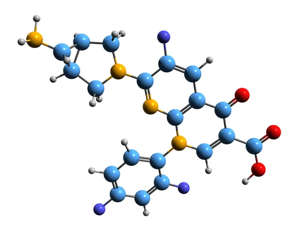 Beeld Van Trovafloxacine Skeletformule Moleculaire Chemische Structuur Van Breed Spectrum — Stockfoto