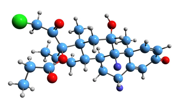 Obraz Propionianu Ulobetasolu Formuła Szkieletowa Molekularna Struktura Chemiczna Syntetycznego Kortykosteroidu — Zdjęcie stockowe