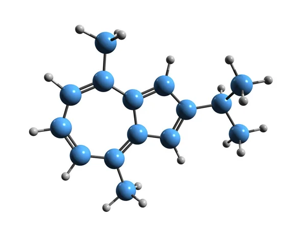 Vetivazulene骨格式の3D画像 白い背景に分離されたアズレン誘導体の分子化学構造 — ストック写真