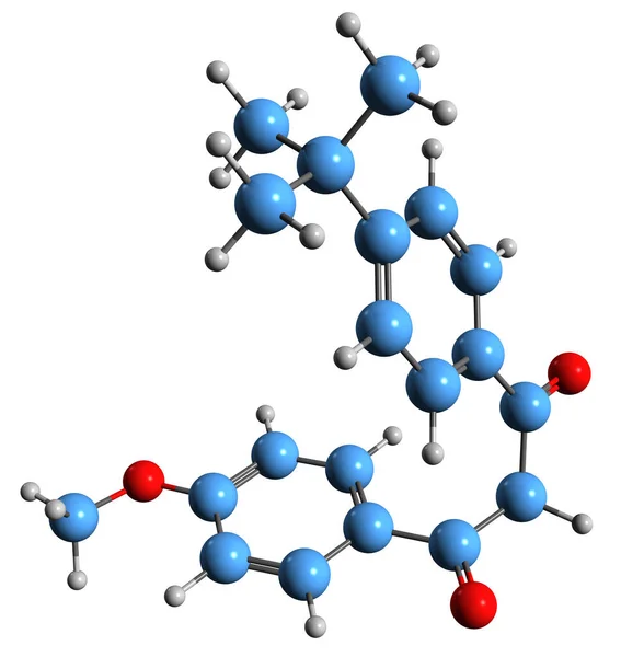 Beeld Van Avobenzone Skeletformule Moleculaire Chemische Structuur Van Spf Butylmethoxydibenzoylmethaan — Stockfoto