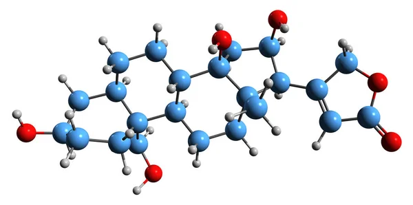Adonis Kardiyak Glikozitin Moleküler Kimyasal Yapısı Beyaz Arka Planda Izole — Stok fotoğraf