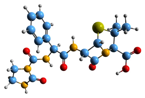 Beeld Van Azlocilline Skeletformule Moleculaire Chemische Structuur Van Acylampicilline Antibioticum — Stockfoto