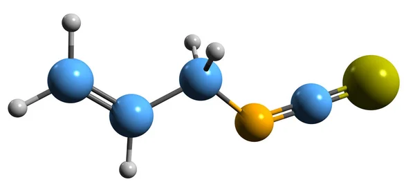 Obraz Kosterního Vzorce Allylisothiokyanátu Molekulárně Chemická Struktura Organické Sloučeniny Síry — Stock fotografie