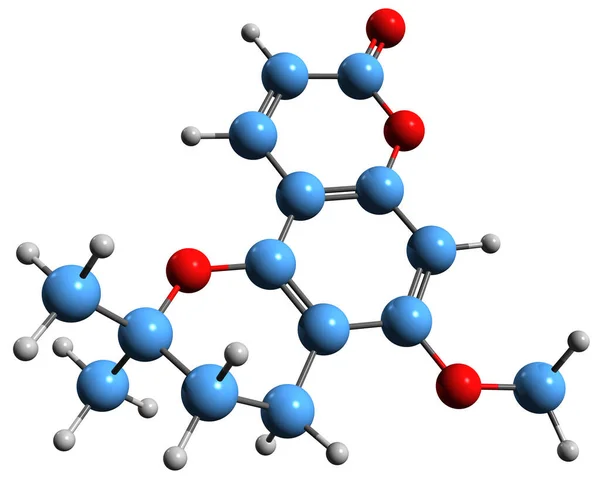 Imagem Fórmula Esquelética Aloxantoxiletina Estrutura Química Molecular Das Cumarinas Fitoquímicas — Fotografia de Stock