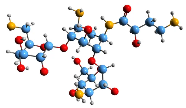 Изображение Скелетной Формулы Амикацина Молекулярная Химическая Структура Антибиотиков Выделенных Белом — стоковое фото