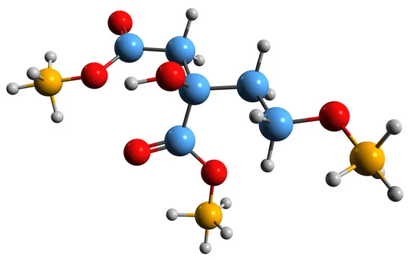 三アンモニウムクエン酸骨格式の3D画像 三アンモニウムクエン酸の分子化学構造は白い背景に隔離されています — ストック写真
