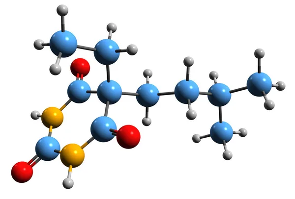 Imagen Fórmula Esquelética Ambarbital Estructura Química Molecular Del Derivado Barbitúrico — Foto de Stock