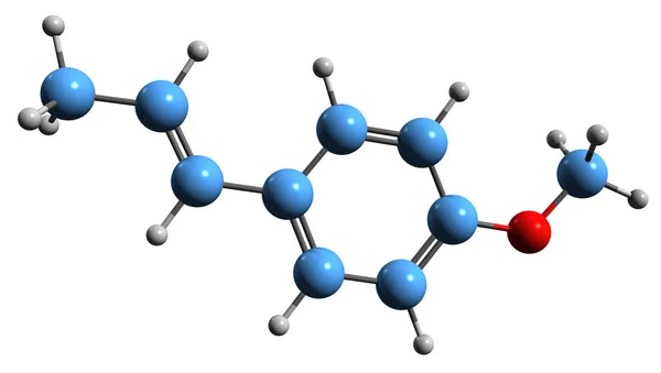 stock image  3D image of anethole skeletal formula - molecular chemical structure of anise camphor isolated on white background