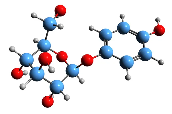 Image Arbutin Skeletal Formula Molecular Chemical Structure Glycoside Isolated White — Stock Photo, Image