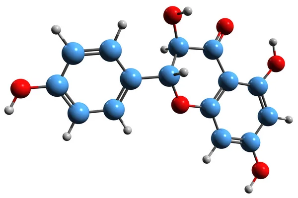 Imagem Fórmula Esquelética Aromadendrina Estrutura Química Molecular Dihidrokaempferol Isolado Sobre — Fotografia de Stock
