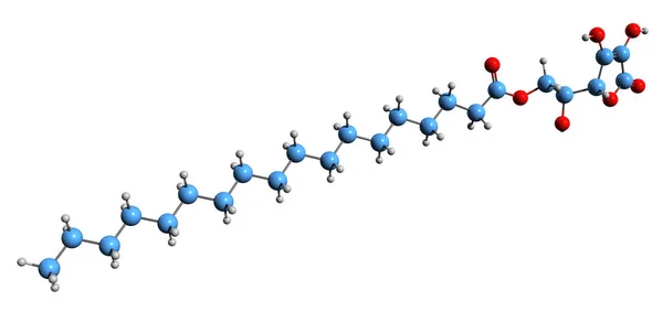 Изображение Скелетной Формулы Стеарата Аскорбиля Молекулярная Химическая Структура Монооктадеканата Аскорбиля — стоковое фото
