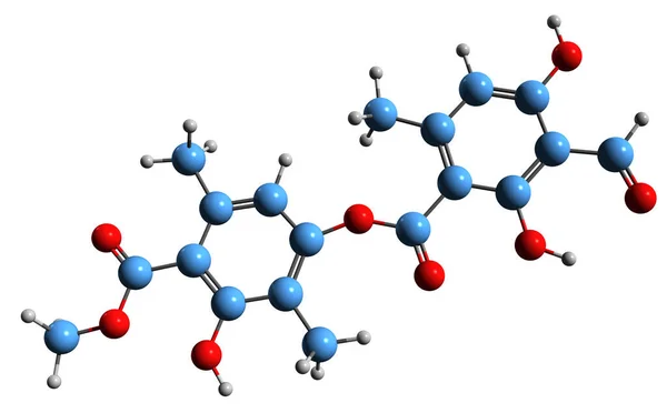 Obraz Atranorin Szkieletowy Formuła Cząsteczkowa Chemiczna Struktura Parmelin Izolowane Białym — Zdjęcie stockowe
