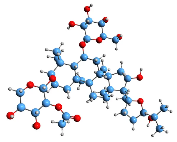 Bild Astragaloside Skelettformel Molekylär Kemisk Struktur Saponin Isolerad Vit Bakgrund — Stockfoto
