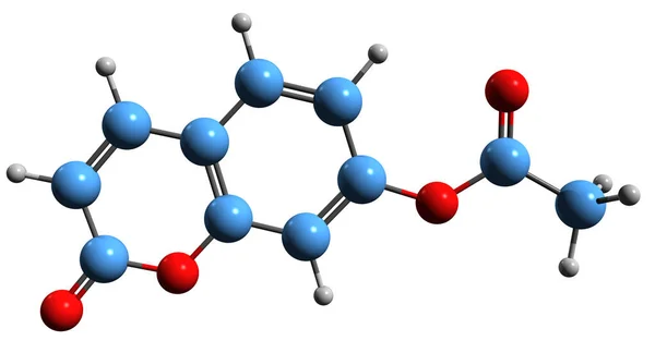 Imagen Fórmula Esquelética Acetoxicumarina Estructura Química Molecular Acetilcumarina Aislada Sobre — Foto de Stock