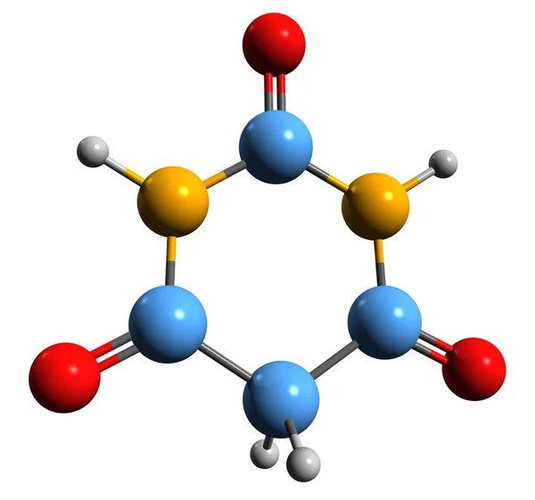 Imagem Fórmula Esquelética Ácido Barbitúrico Estrutura Química Molecular Malonilureia Isolada — Fotografia de Stock