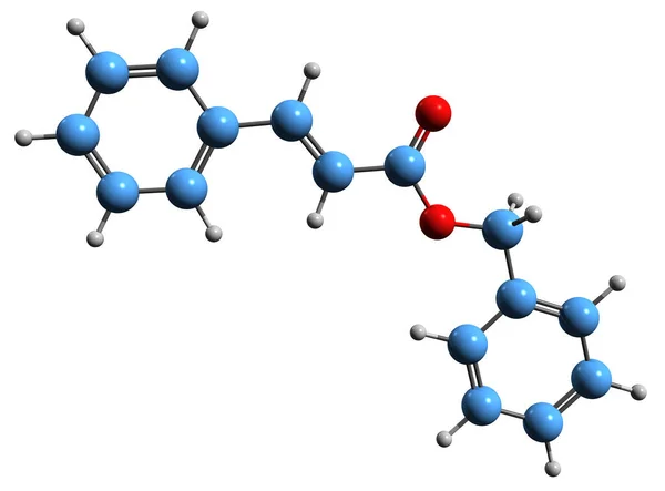 Beeld Van Benzylkaneelskeletformule Moleculaire Chemische Structuur Van Cinnamein Geïsoleerd Witte — Stockfoto