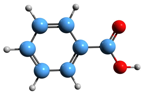 Aufnahme Der Benzoesäureskelettformel Molekulare Chemische Struktur Von Carboxybenzol Isoliert Auf — Stockfoto