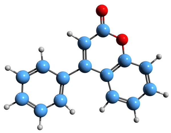 Εικόνα Του Σκελετικού Τύπου Βενζοκουμαρίνης Μοριακή Χημική Δομή Της Φαινυλοκουμαρίνης — Φωτογραφία Αρχείου