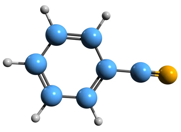 Imagen Fórmula Esquelética Benzonitrilo Estructura Química Molecular Del Cianobenceno Aislada — Foto de Stock