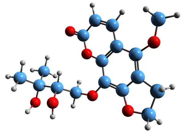 stock image  3D image of Biacangelicin skeletal formula - molecular chemical structure of  linear furanocoumarin isolated on white background