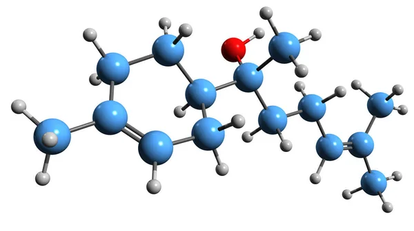 双抛物线骨架公式的三维图像 白色背景下分离的天然单八环己烯醇的分子化学结构 — 图库照片