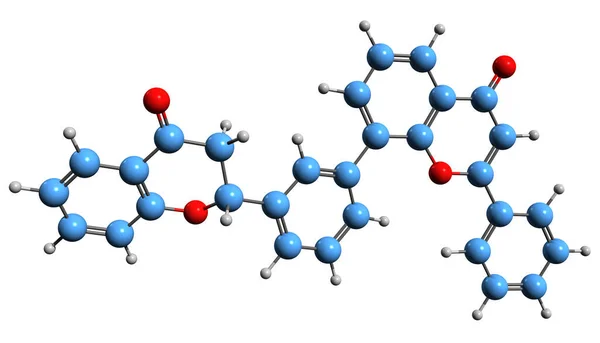 Bild Biflavone Skelett Formel Molekylär Kemisk Struktur Flavonoid Isolerad Vit — Stockfoto