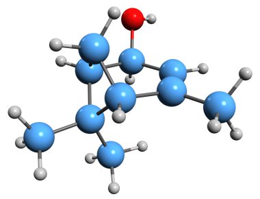  Verbenol iskelet formülünün 3 boyutlu resmi - 2-Pine-4-ol 'un moleküler kimyasal yapısı beyaz arkaplanda izole edilmiş