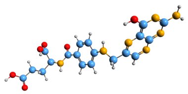  3D image of Folate skeletal formula - molecular chemical structure of vitamin B9 isolated on white background