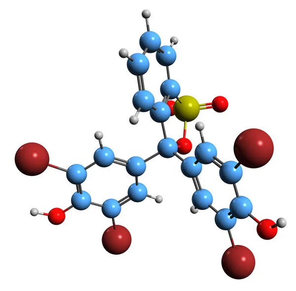 Aufnahme Der Bromophenolblauen Skelettformel Molekulare Chemische Struktur Des Indikators Tetrabromophenolsulfonphthalein — Stockfoto