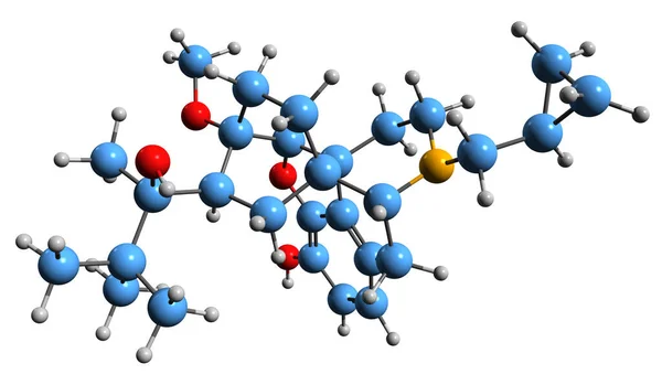 Aufnahme Der Buprenorphin Skelettformel Molekulare Chemische Struktur Von Opiaten Isoliert — Stockfoto