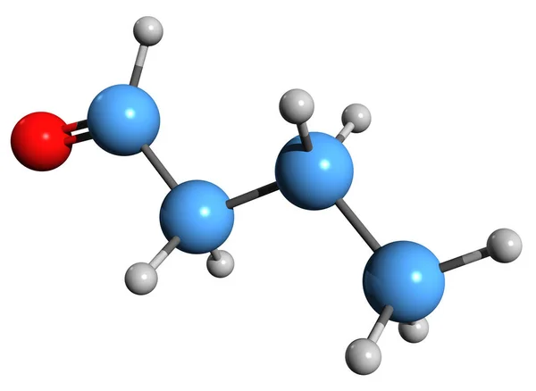 Изображение Скелетной Формулы Бутиральдегида Молекулярная Химическая Структура Бутанала Изолирована Белом — стоковое фото