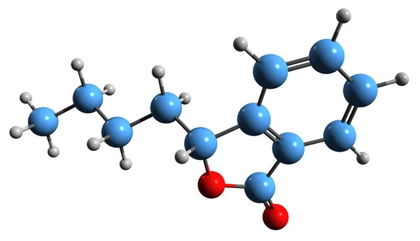 Imagem Fórmula Esquelética Estrutura Química Molecular Butilftalido Isolado Sobre Fundo — Fotografia de Stock