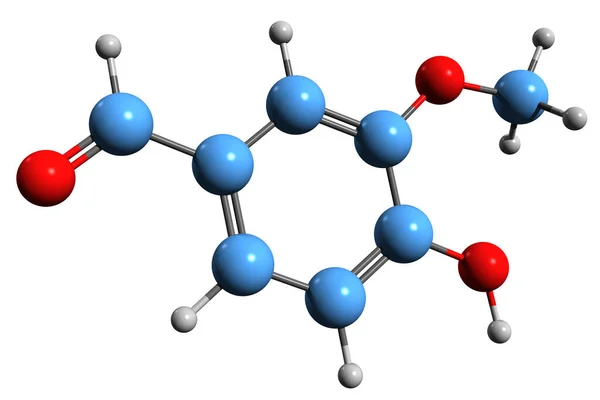 Imagen Fórmula Esquelética Vanillina Estructura Química Molecular Del Aldehído Fenólico — Foto de Stock