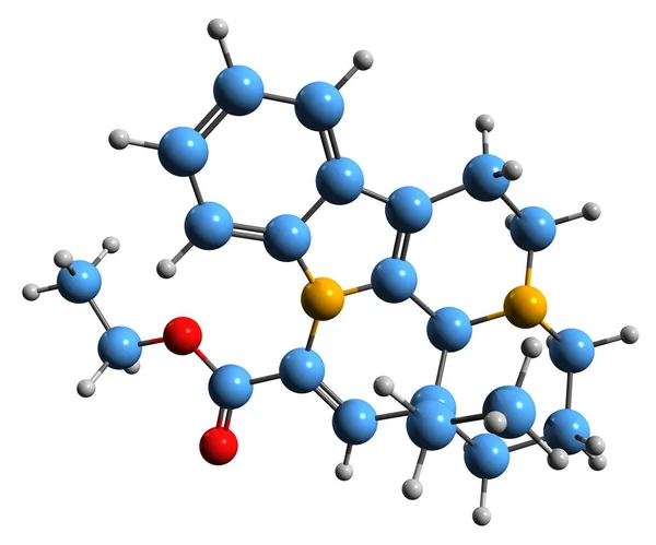 Aufnahme Der Vinpocetin Skelettformel Molekulare Chemische Struktur Von Ethylapovincaminat Isoliert — Stockfoto