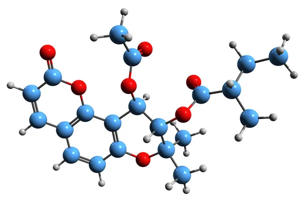 Imagem Fórmula Esquelética Visnadine Estrutura Química Molecular Vasodilatador Natural Isolado — Fotografia de Stock