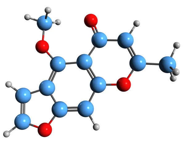 Aufnahme Der Visnagin Skelettformel Molekulare Chemische Struktur Von Methoxy Methylfuranochromone — Stockfoto