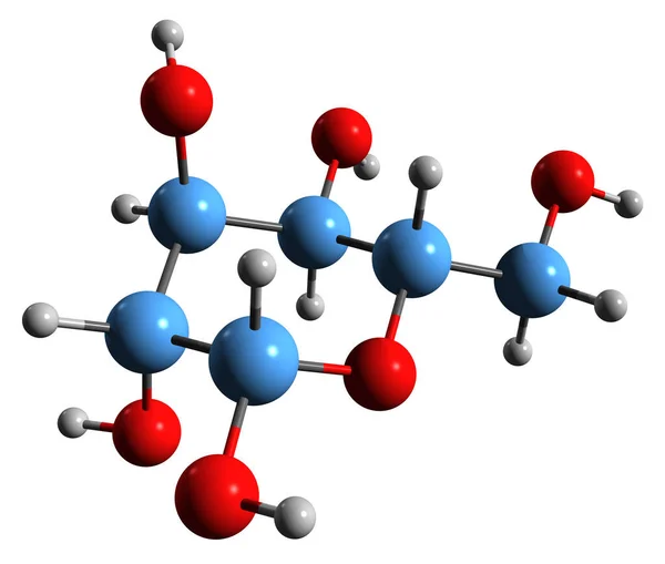 Aufnahme Der Galaktose Skelettformel Molekularchemische Struktur Von Monosaccharid Zucker Isoliert — Stockfoto