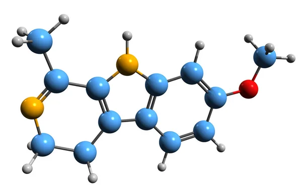 Imagen Fórmula Esquelética Armalina Estructura Química Molecular Del Alcaloide Indol — Foto de Stock