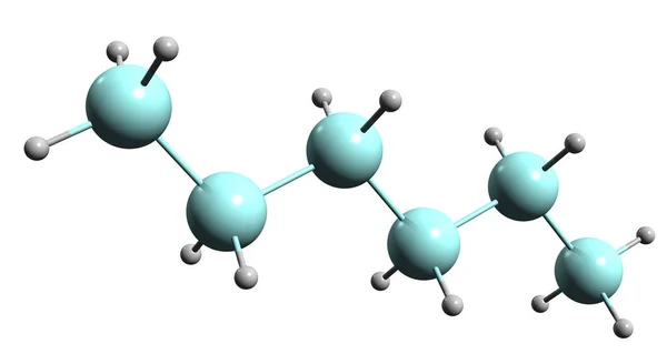 六硅烷骨架公式的三维图像 白色背景下分离的四甲基六硅烷的分子化学结构 — 图库照片