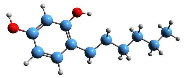 Imagem Fórmula Esquelética Hexylresorcinol Estrutura Química Molecular Anestésico Local Isolado — Fotografia de Stock