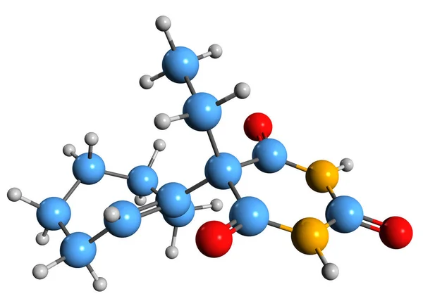 Image Heptabarb Skeletal Formula Molecular Chemical Structure Heptabarbitone Isolated White — Stock Photo, Image