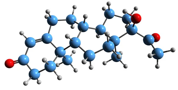 Imagem Fórmula Esquelética Hidroxiprogesterona Estrutura Química Molecular Hormona Esteroide Progestogénica — Fotografia de Stock