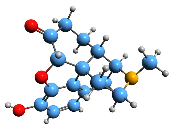 Aufnahme Der Hydromorphon Skelettformel Molekularchemische Struktur Des Opioids Dihydromorphinon Isoliert — Stockfoto