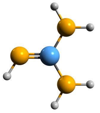 Guanidine iskelet formülünün 3 boyutlu görüntüsü - beyaz arka planda izole edilmiş Iminomethanediamine 'in moleküler kimyasal yapısı