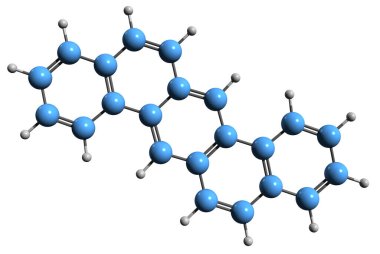  Dibenzanthracene iskelet formülünün 3 boyutlu görüntüsü - beyaz arkaplanda izole edilmiş polisiklik aromatik hidrokarbonun moleküler kimyasal yapısı
