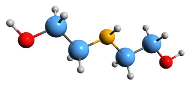  Dietanolamin iskelet formülünün 3 boyutlu görüntüsü - tampon maddesi Diolamin 'in moleküler kimyasal yapısı beyaz arkaplanda izole edildi