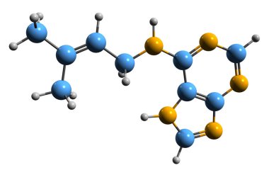  Açık tenli iskelet formülünün 3 boyutlu görüntüsü - beyaz arkaplanda izole edilmiş phytohormonun moleküler kimyasal yapısı