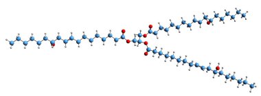  Risin asit iskelet formülünün 3 boyutlu görüntüsü - beyaz arkaplanda izole edilmiş Castor yağı filtokimyasının moleküler kimyasal yapısı