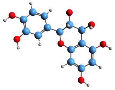  Leucocyanidin iskelet formülünün 3 boyutlu görüntüsü - beyaz arka planda izole edilmiş leucoanthocyanidol moleküler kimyasal yapısı